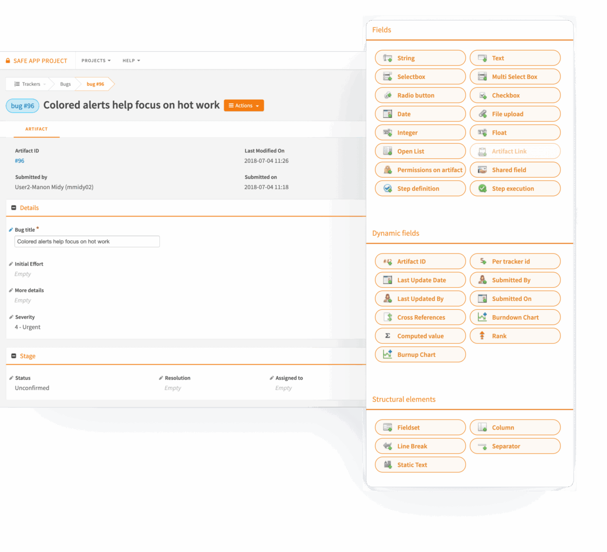 Tracker artifact fields