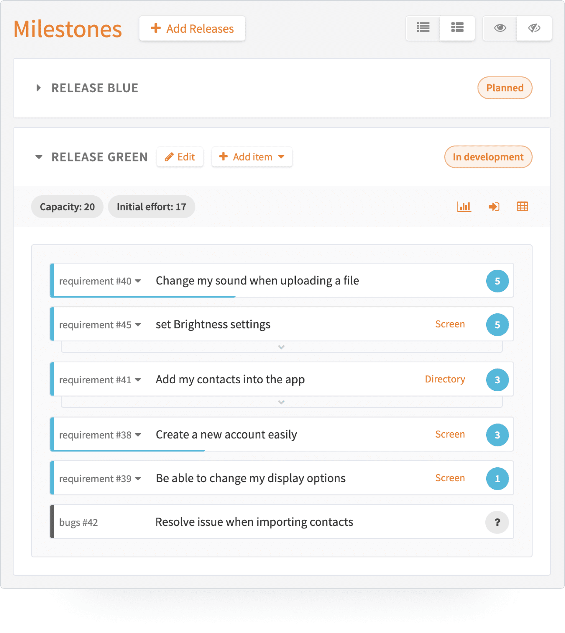 Requirements backlog - quality management